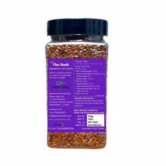 Flax Seeds (Alsi Seeds) - Premium Raw Flax Seeds - 250G